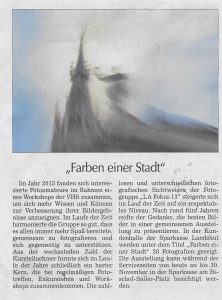 Das ist der Pressebericht vom 12.11.2018 über die Ausstellung in der Sparkasse Landshut